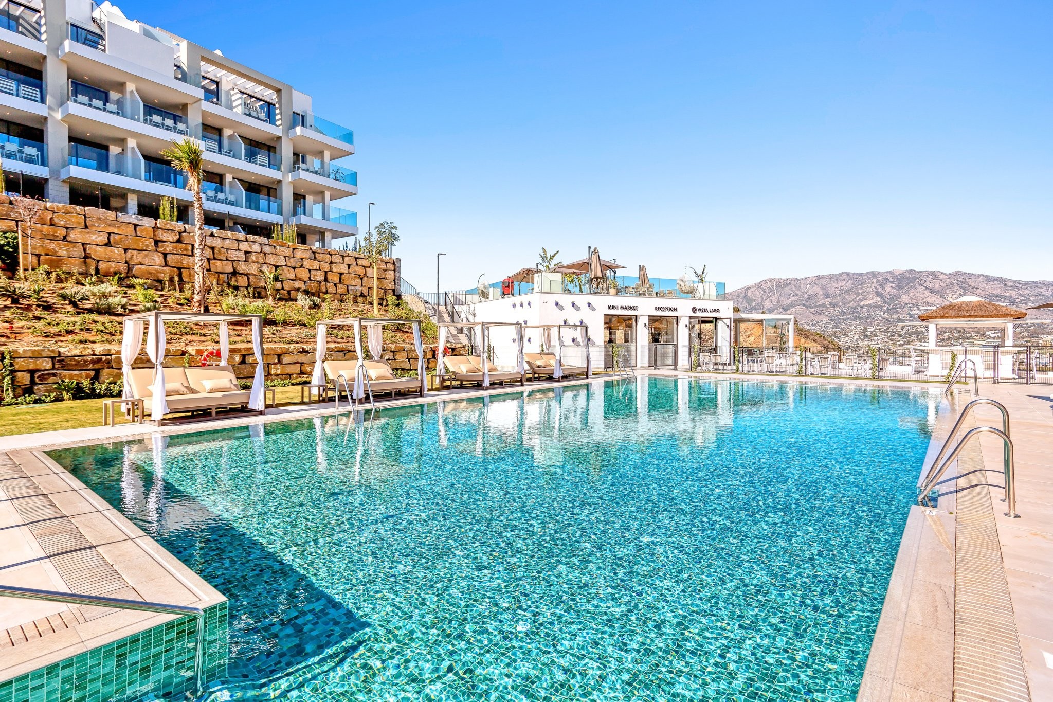 Relax by the (heated) swimming pool
